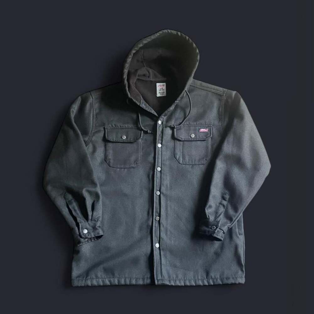 Dickies Utility Jacket Men’s Large Black Hooded Workwear Fleece lined